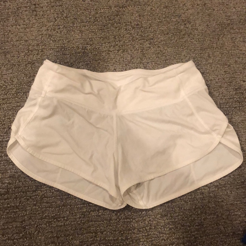 White Lululemon Speed Up Shorts